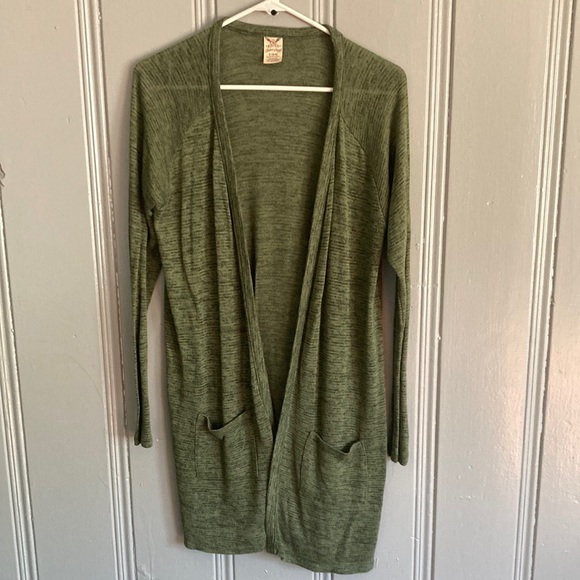 HP NWOT Draped Knit Angle Front Duster Cardigan Split Hem Sides W/ Pockets- Sz S - Picture 5 of 9